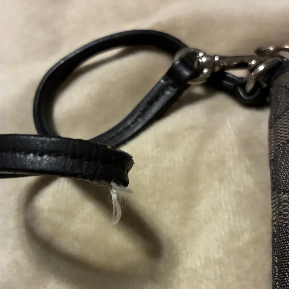 Coach Dark Brown and Black Signature Wristlet - Picture 3 of 5